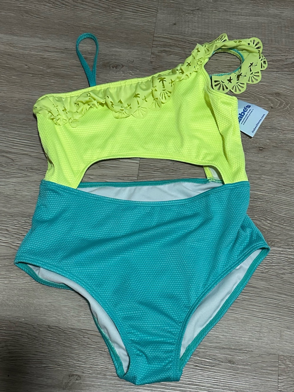 Cat & Jack Neon Yellow and Teal Girls' One-Piece Swim Suit